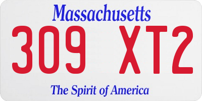 MA license plate 309XT2