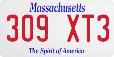 MA license plate 309XT3