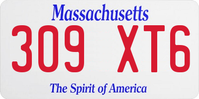 MA license plate 309XT6