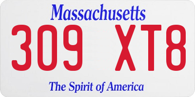 MA license plate 309XT8