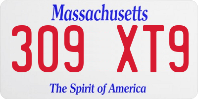 MA license plate 309XT9