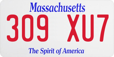 MA license plate 309XU7