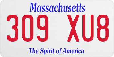 MA license plate 309XU8