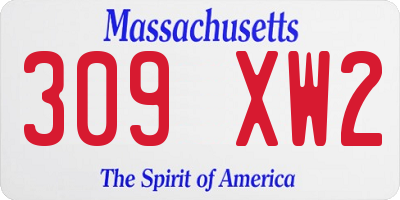 MA license plate 309XW2