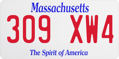 MA license plate 309XW4