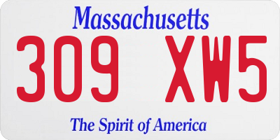 MA license plate 309XW5
