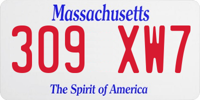 MA license plate 309XW7