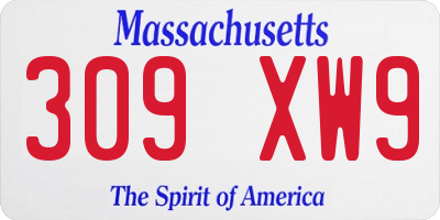MA license plate 309XW9