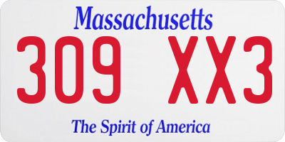 MA license plate 309XX3