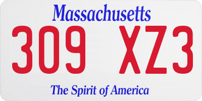 MA license plate 309XZ3