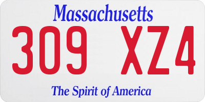 MA license plate 309XZ4