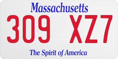 MA license plate 309XZ7