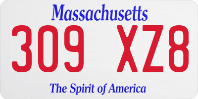 MA license plate 309XZ8