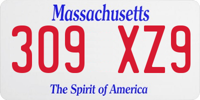 MA license plate 309XZ9
