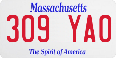 MA license plate 309YA0
