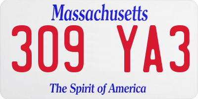 MA license plate 309YA3
