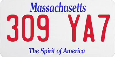 MA license plate 309YA7