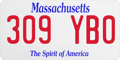 MA license plate 309YB0