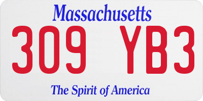 MA license plate 309YB3