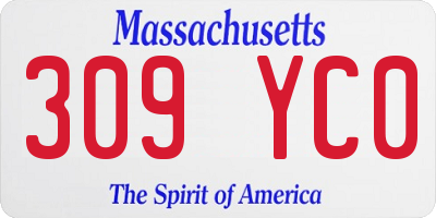 MA license plate 309YC0