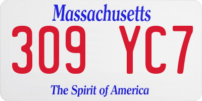 MA license plate 309YC7