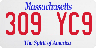 MA license plate 309YC9