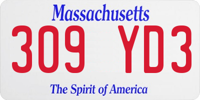 MA license plate 309YD3