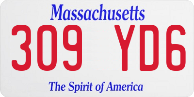 MA license plate 309YD6