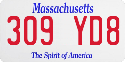 MA license plate 309YD8