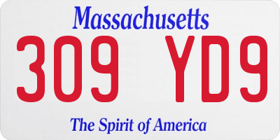 MA license plate 309YD9