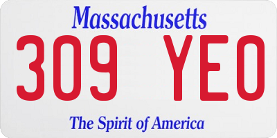 MA license plate 309YE0
