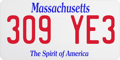 MA license plate 309YE3