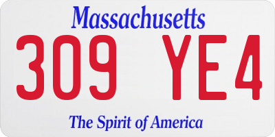 MA license plate 309YE4