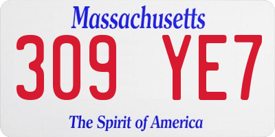 MA license plate 309YE7