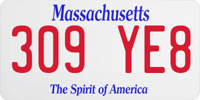 MA license plate 309YE8