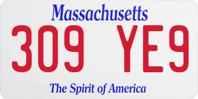 MA license plate 309YE9