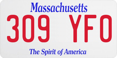 MA license plate 309YF0