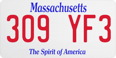 MA license plate 309YF3