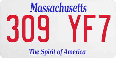 MA license plate 309YF7
