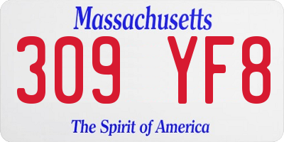 MA license plate 309YF8