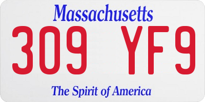 MA license plate 309YF9