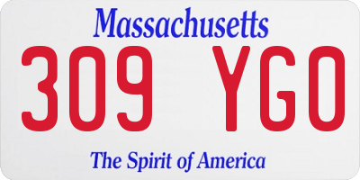 MA license plate 309YG0