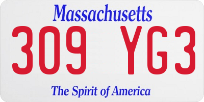 MA license plate 309YG3