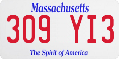 MA license plate 309YI3