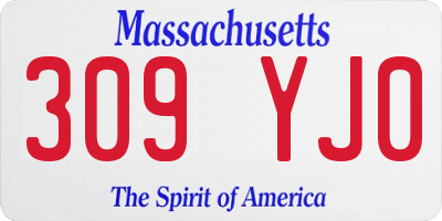 MA license plate 309YJ0