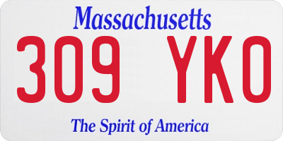 MA license plate 309YK0