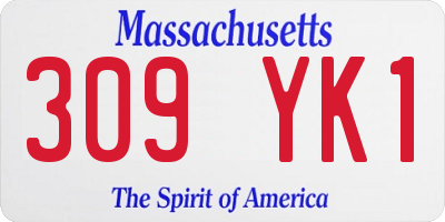 MA license plate 309YK1