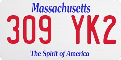 MA license plate 309YK2