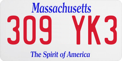 MA license plate 309YK3
