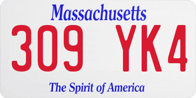 MA license plate 309YK4